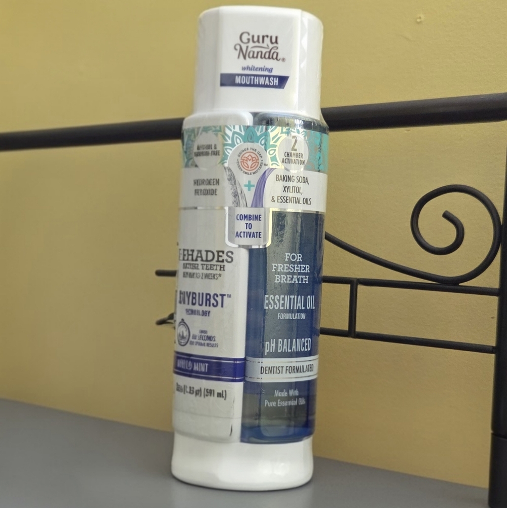 GuruNanda Whitening Mouthwash Dual Chamber 20 oz New Sealed